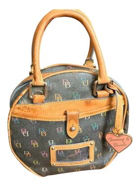 Vintage Dooney & Bourke Multicolor Monogram "IT" Circle Satchel Bag